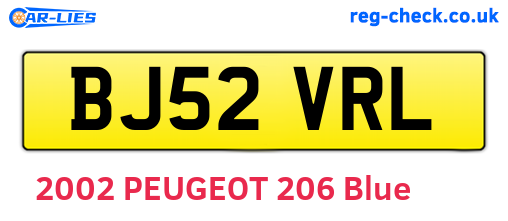 BJ52VRL are the vehicle registration plates.