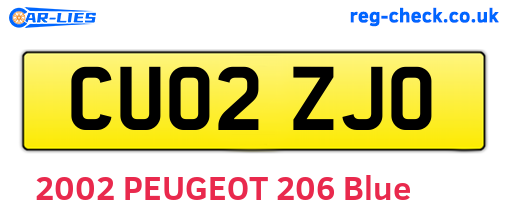 CU02ZJO are the vehicle registration plates.