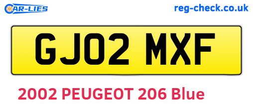 GJ02MXF are the vehicle registration plates.