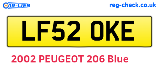 LF52OKE are the vehicle registration plates.