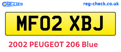 MF02XBJ are the vehicle registration plates.