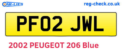 PF02JWL are the vehicle registration plates.