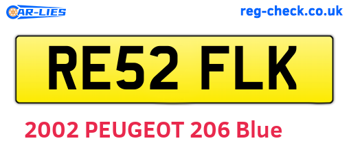 RE52FLK are the vehicle registration plates.