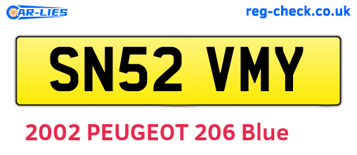 SN52VMY are the vehicle registration plates.