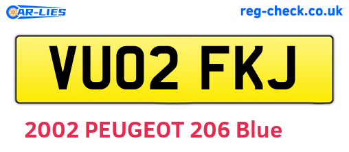 VU02FKJ are the vehicle registration plates.