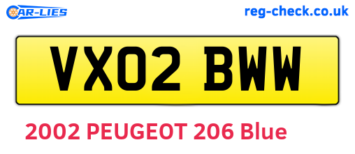 VX02BWW are the vehicle registration plates.