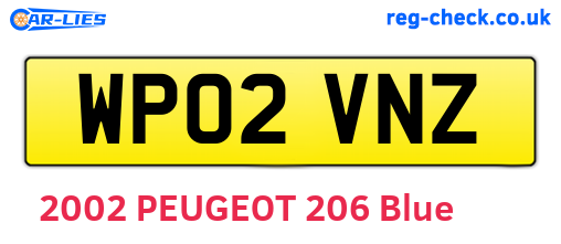 WP02VNZ are the vehicle registration plates.