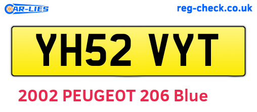YH52VYT are the vehicle registration plates.