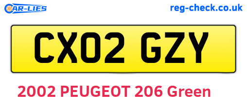 CX02GZY are the vehicle registration plates.