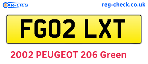 FG02LXT are the vehicle registration plates.