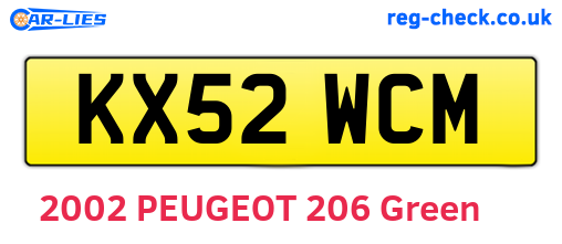 KX52WCM are the vehicle registration plates.