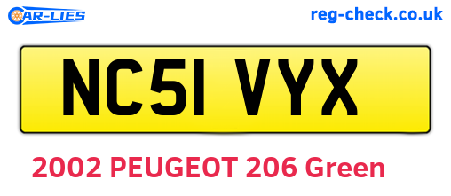 NC51VYX are the vehicle registration plates.