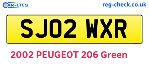 SJ02WXR are the vehicle registration plates.