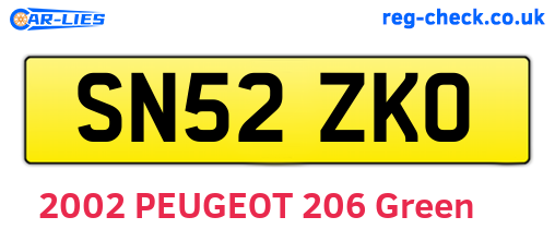 SN52ZKO are the vehicle registration plates.