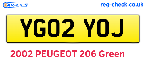YG02YOJ are the vehicle registration plates.