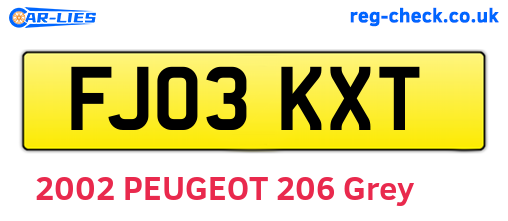 FJ03KXT are the vehicle registration plates.