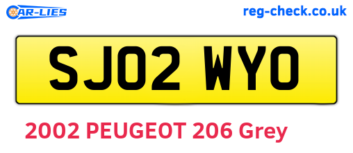 SJ02WYO are the vehicle registration plates.