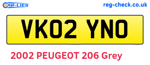 VK02YNO are the vehicle registration plates.