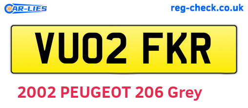 VU02FKR are the vehicle registration plates.