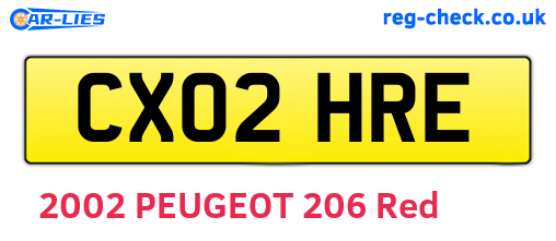 CX02HRE are the vehicle registration plates.