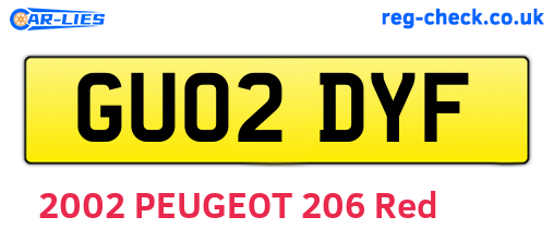 GU02DYF are the vehicle registration plates.