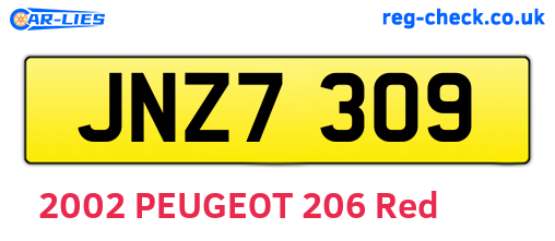 JNZ7309 are the vehicle registration plates.