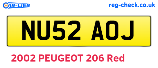 NU52AOJ are the vehicle registration plates.