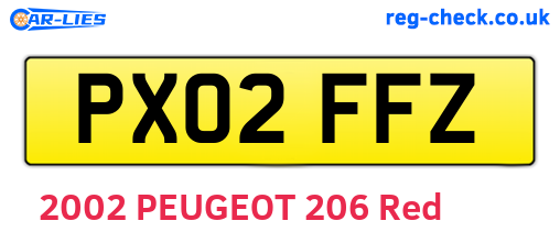 PX02FFZ are the vehicle registration plates.