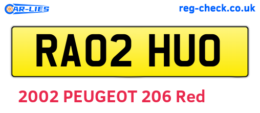 RA02HUO are the vehicle registration plates.