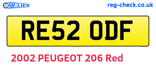 RE52ODF are the vehicle registration plates.