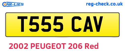 T555CAV are the vehicle registration plates.