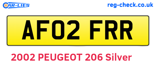 AF02FRR are the vehicle registration plates.
