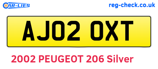 AJ02OXT are the vehicle registration plates.