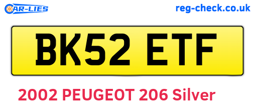BK52ETF are the vehicle registration plates.