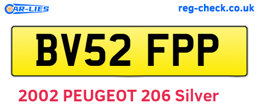 BV52FPP are the vehicle registration plates.
