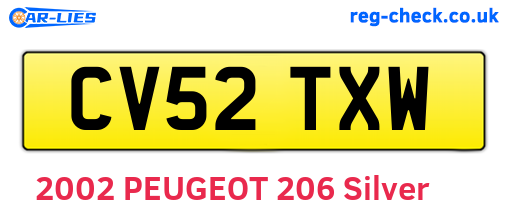 CV52TXW are the vehicle registration plates.