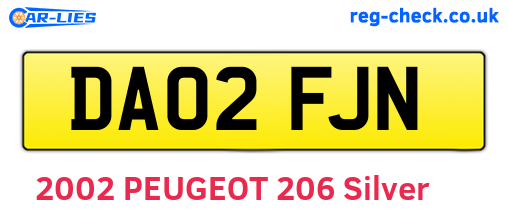 DA02FJN are the vehicle registration plates.