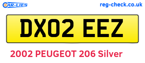 DX02EEZ are the vehicle registration plates.