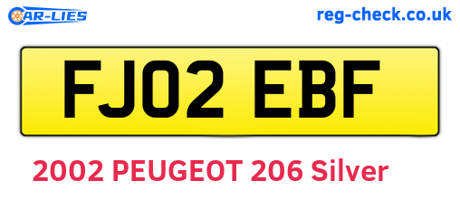 FJ02EBF are the vehicle registration plates.