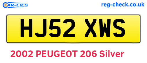 HJ52XWS are the vehicle registration plates.