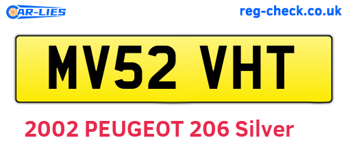 MV52VHT are the vehicle registration plates.