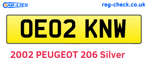 OE02KNW are the vehicle registration plates.