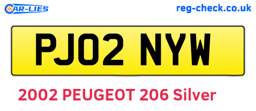 PJ02NYW are the vehicle registration plates.