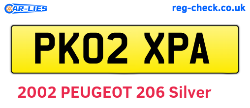 PK02XPA are the vehicle registration plates.