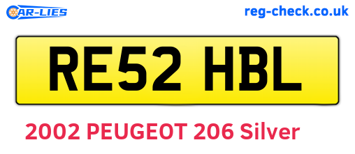 RE52HBL are the vehicle registration plates.