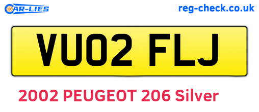 VU02FLJ are the vehicle registration plates.