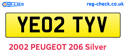 YE02TYV are the vehicle registration plates.