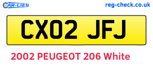 CX02JFJ are the vehicle registration plates.