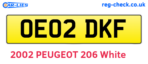 OE02DKF are the vehicle registration plates.