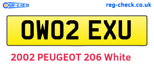 OW02EXU are the vehicle registration plates.